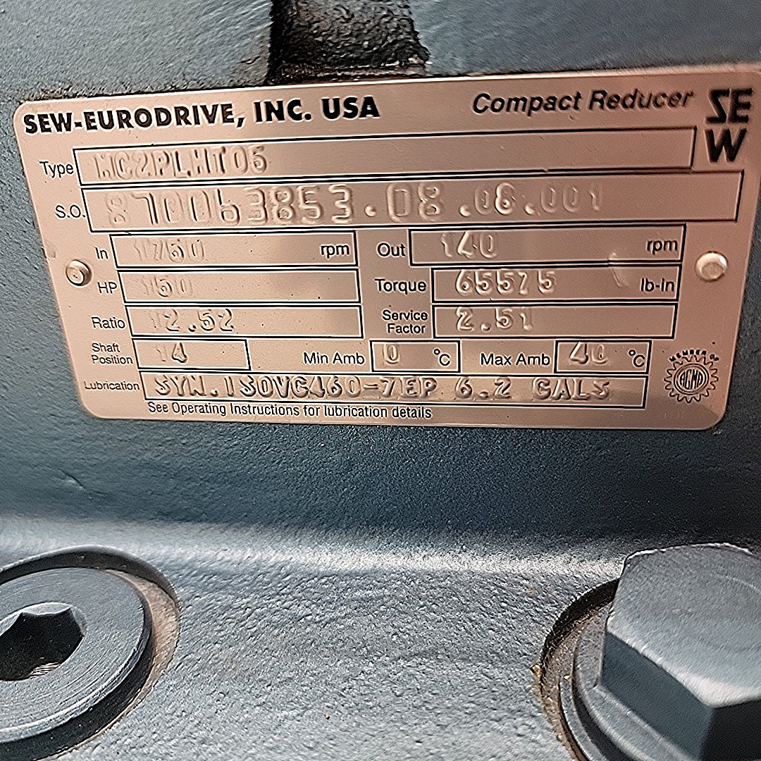 Sew-Eurodrive MC2PLHT05 Compact Gear Reducer 12.52:1 Ratio