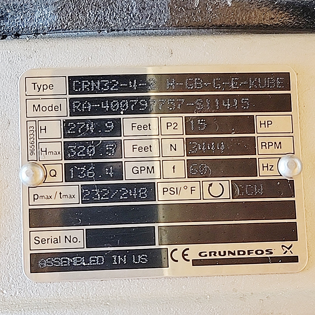 Grundfos CRN32-4-2 Multi-Stage Centrifugal Pump 15 HP