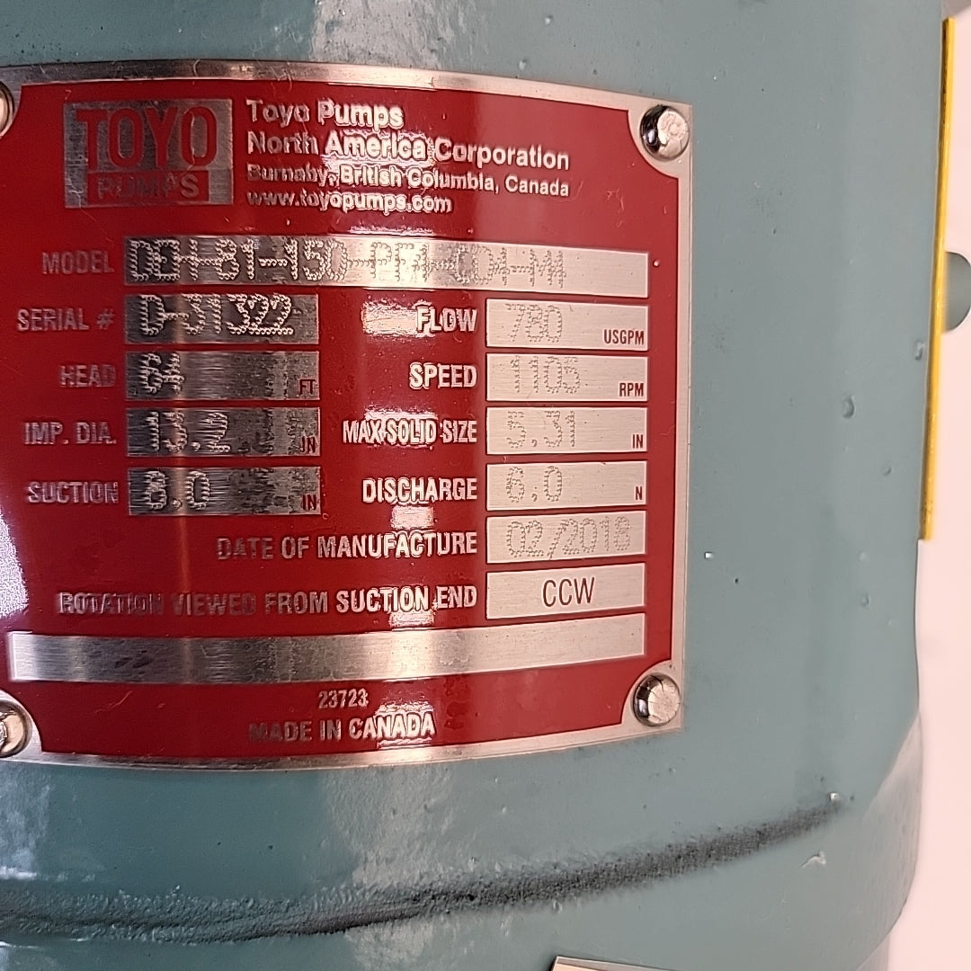Toyo DEH Series Horizontal Recessed Impeller Pump