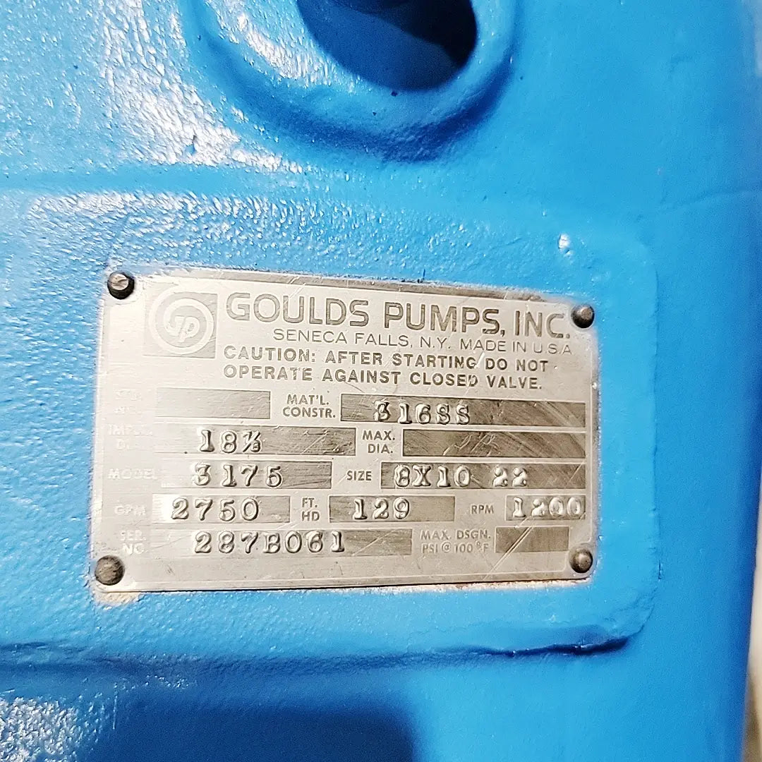 Goulds 3175 8x10-22 Paper Stock Process Pump