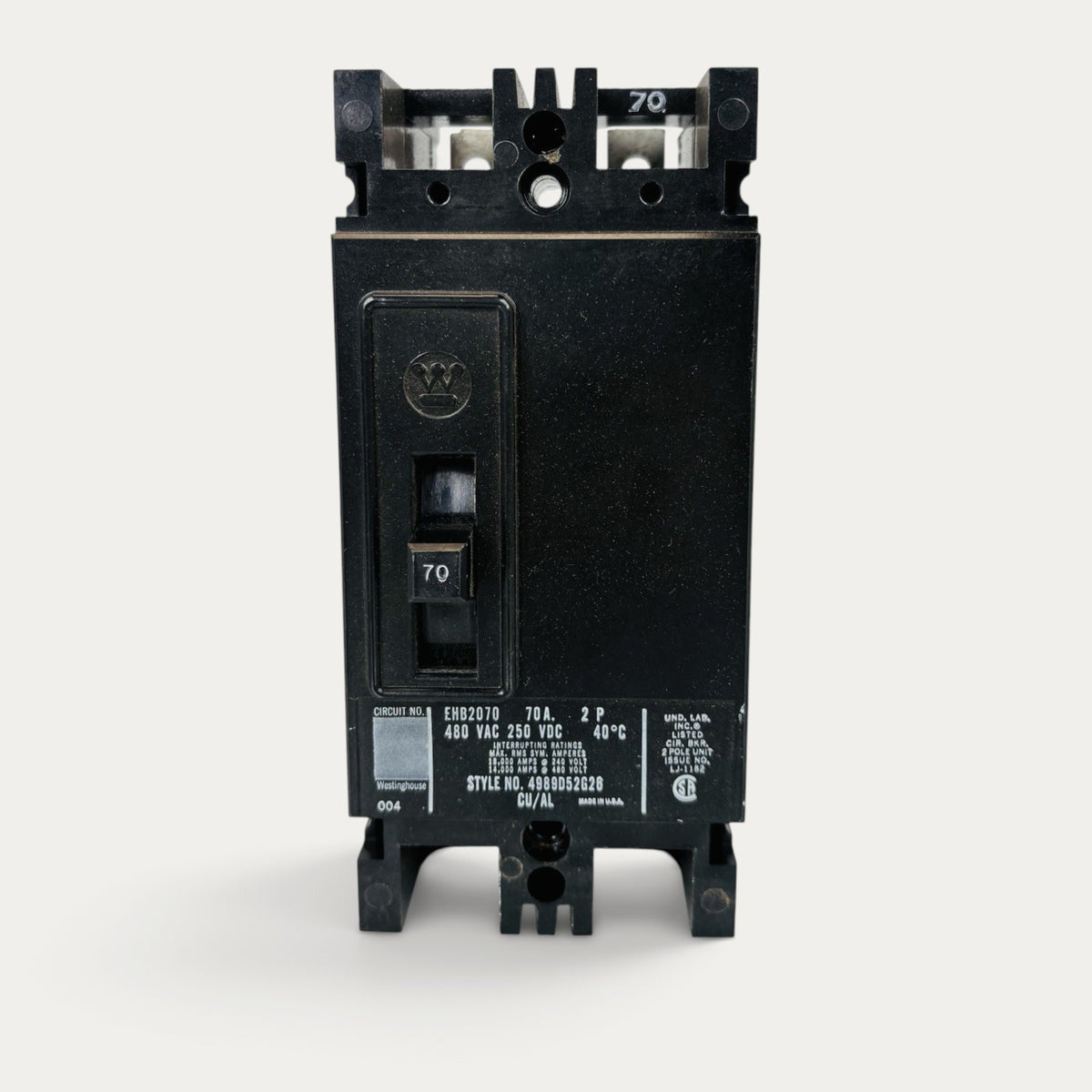 Westinghouse EHB2070 Molded Case Circuit Breaker as shown