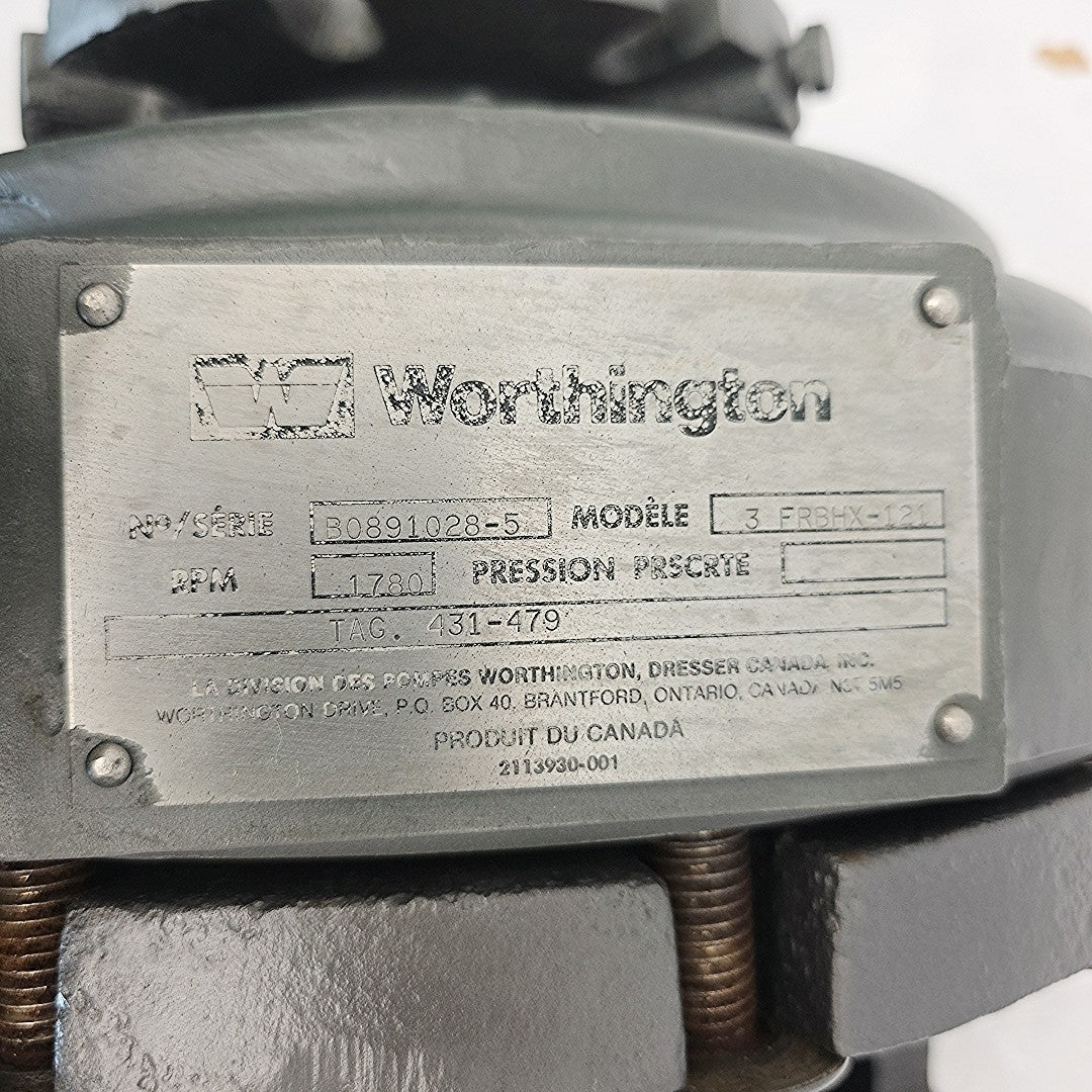 Worthington Flowserve 3 FRBHX-121 Centrifugal Process Pump 316SS