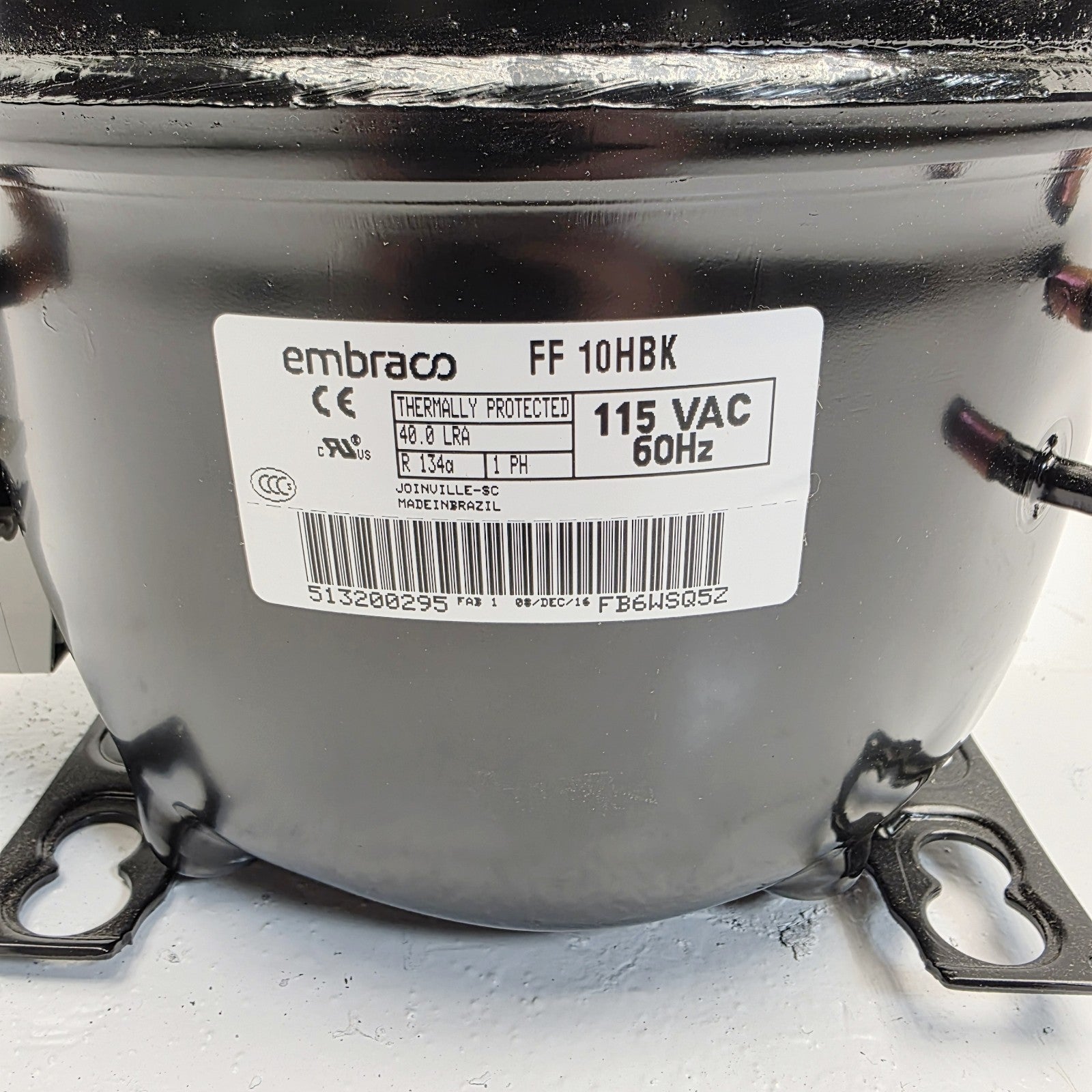 Embraco FF10HBK Hermetic Compressor 60 Hz, 115 V, 1 PH