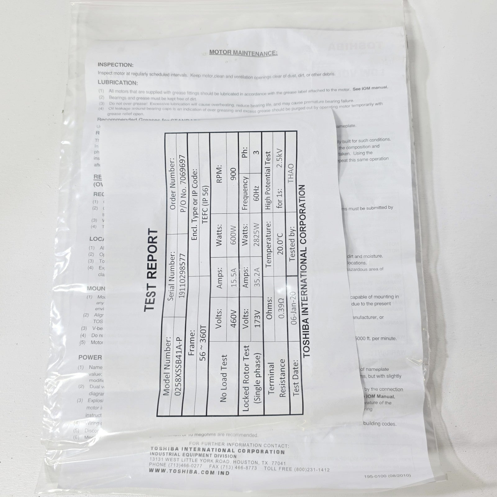 Toshiba 0258XSBE41A-P Electric Motor 25HP, 3PH, 460V, 880RPM, TEFC