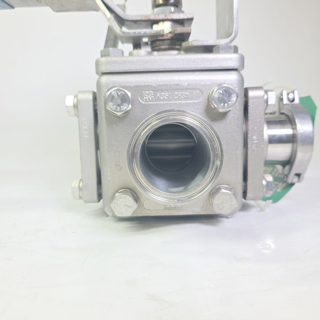 PBM 2" MILH4X-Z02-04-N325 Three-Way Manual Ball Valve 316L