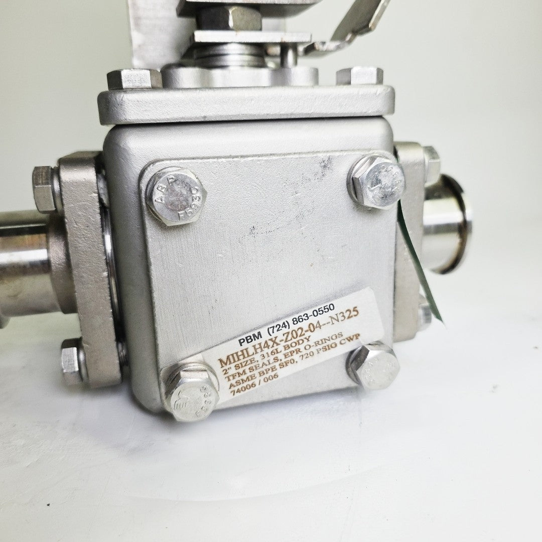 PBM 2" MILH4X-Z02-04-N325 Three-Way Manual Ball Valve 316L