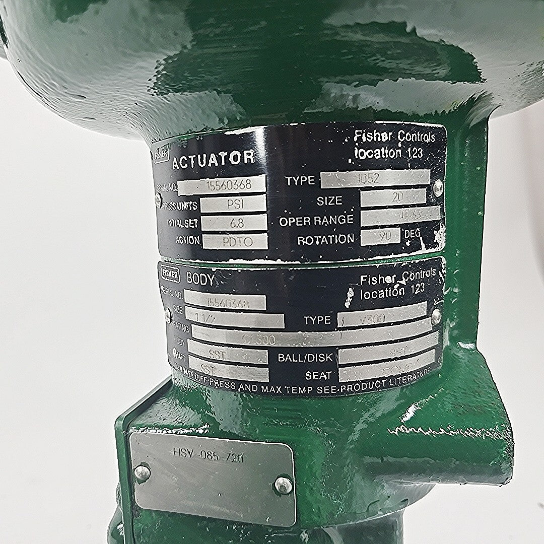 Fisher 1 1/2" V300 CL-300 With 1052 Size 20 Pneumatic Actuator
