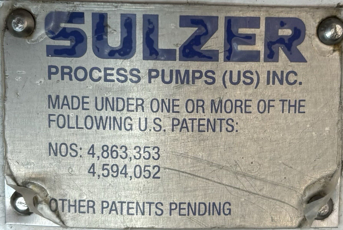 Sulzer APT22-1A 2.5x1.25-10 nameplate