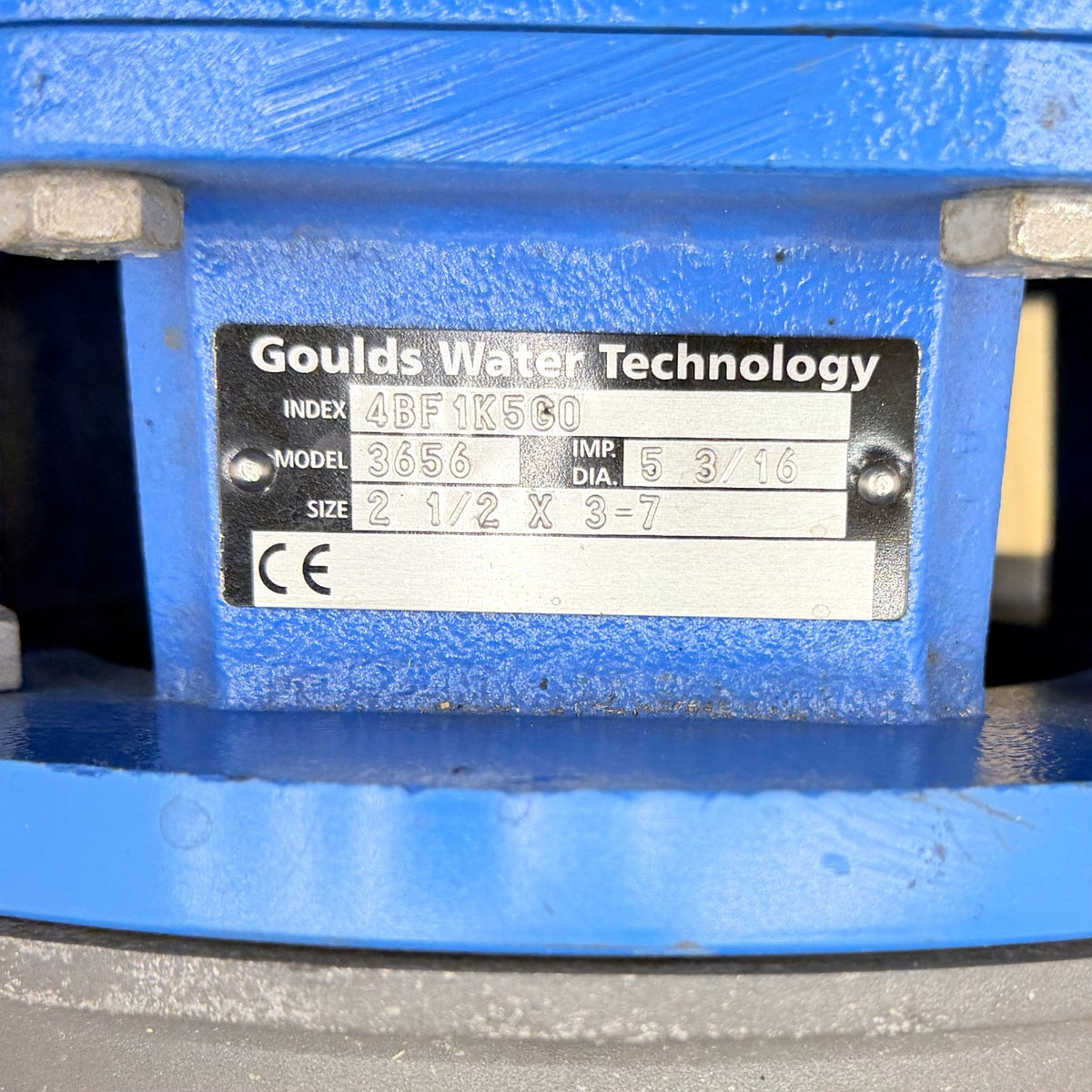 Goulds 3656 2-1/2 x 3-7 nameplate