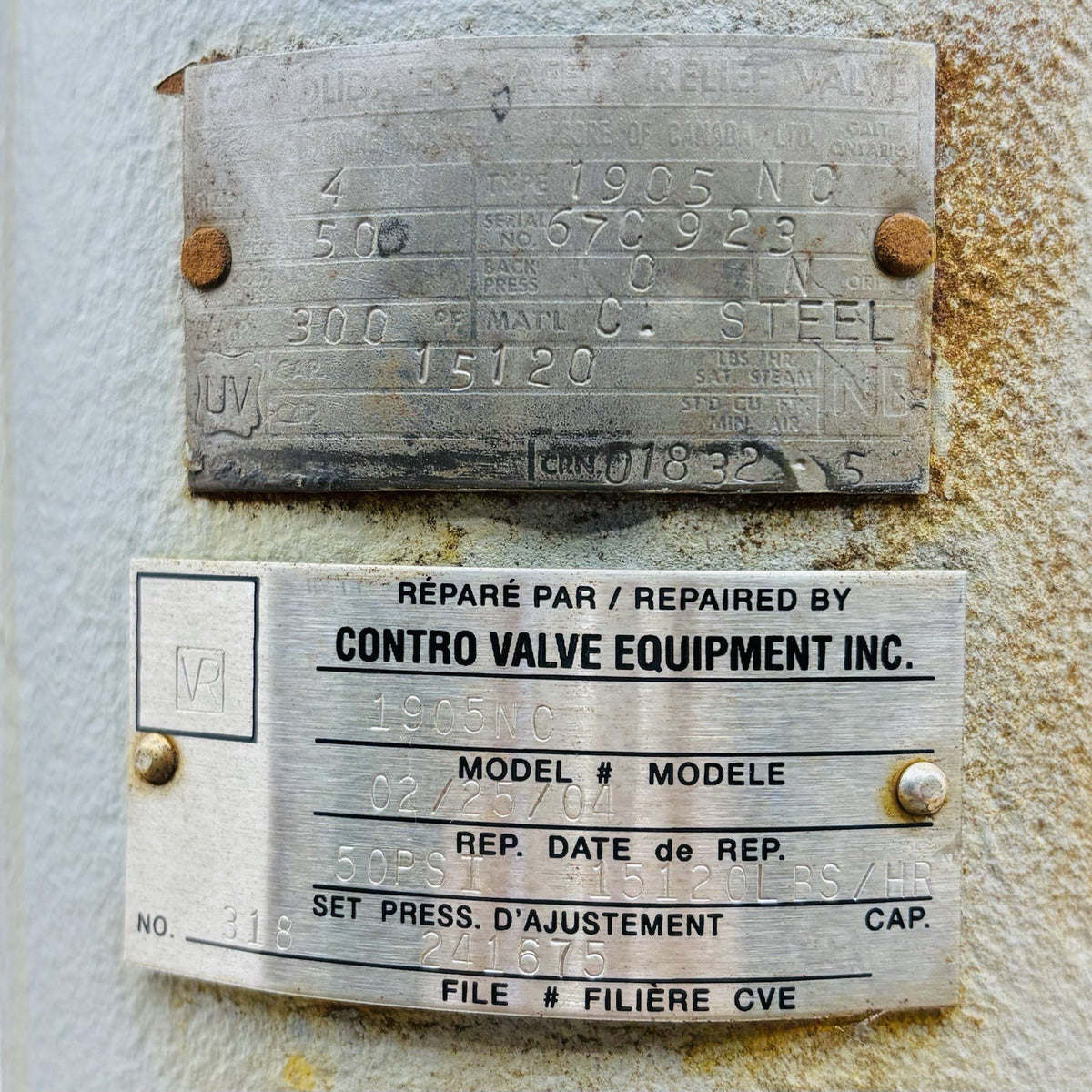 Consolidated 1905NC nameplate