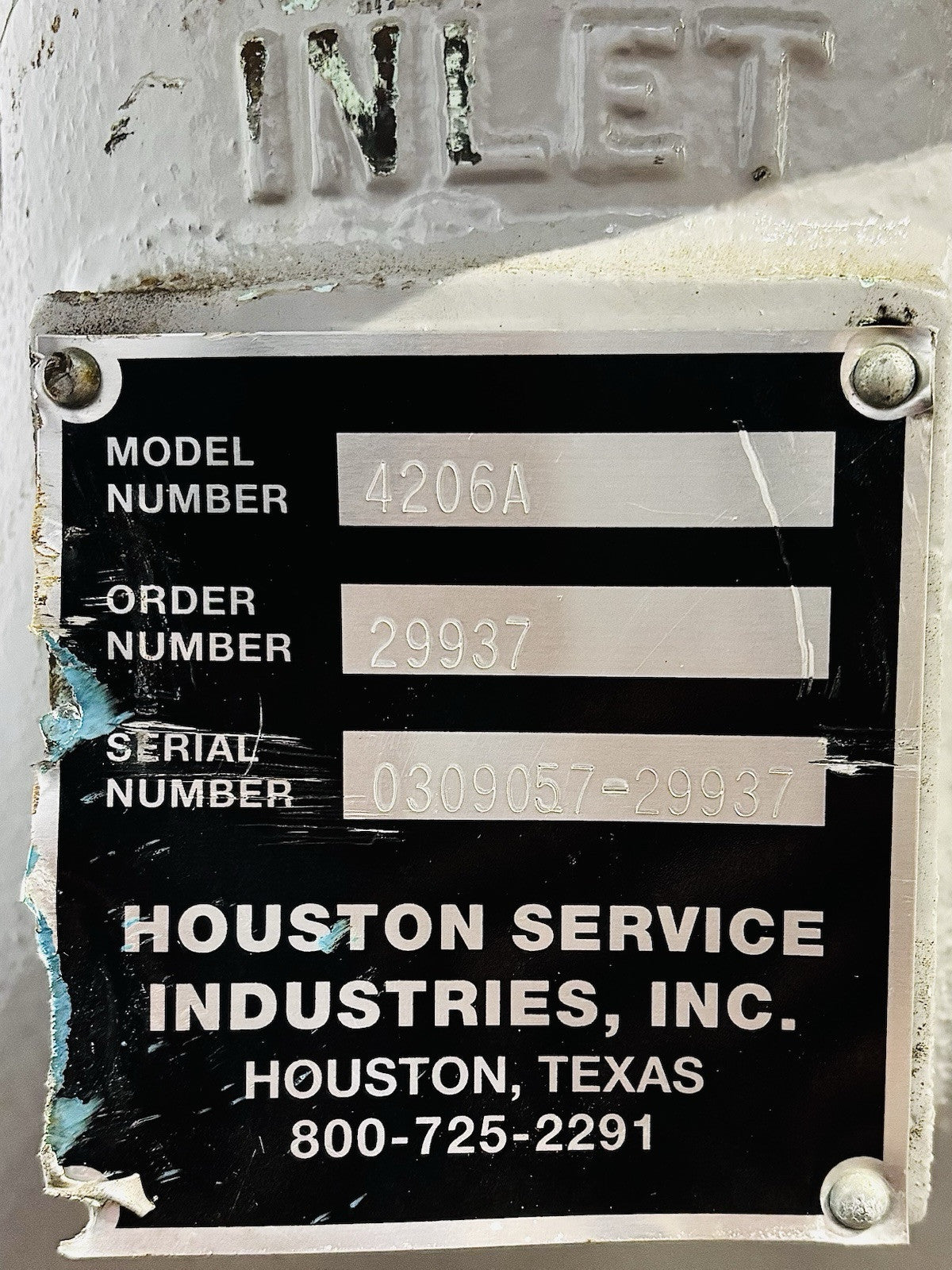 Houston Service 4206A nameplate