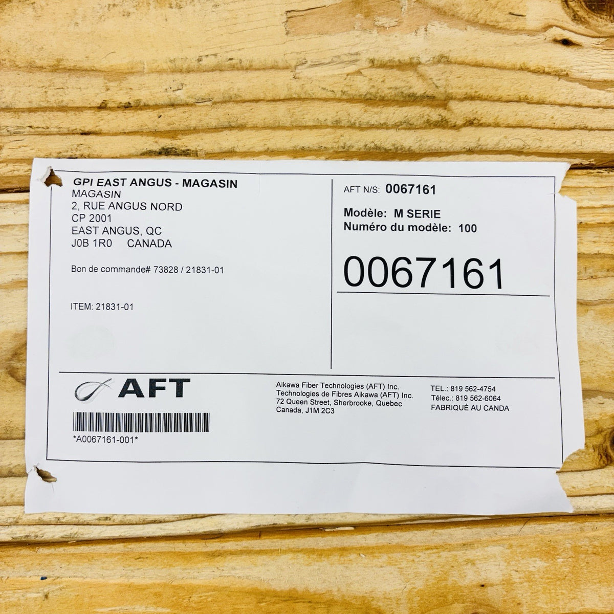 Kadant Black Clawson 21831-01 nameplate