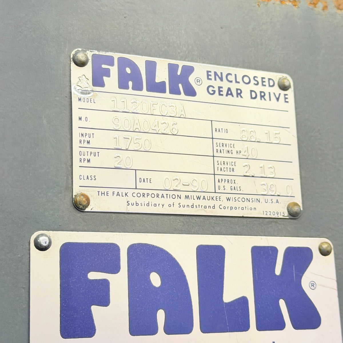Falk 1120FC3A nameplate