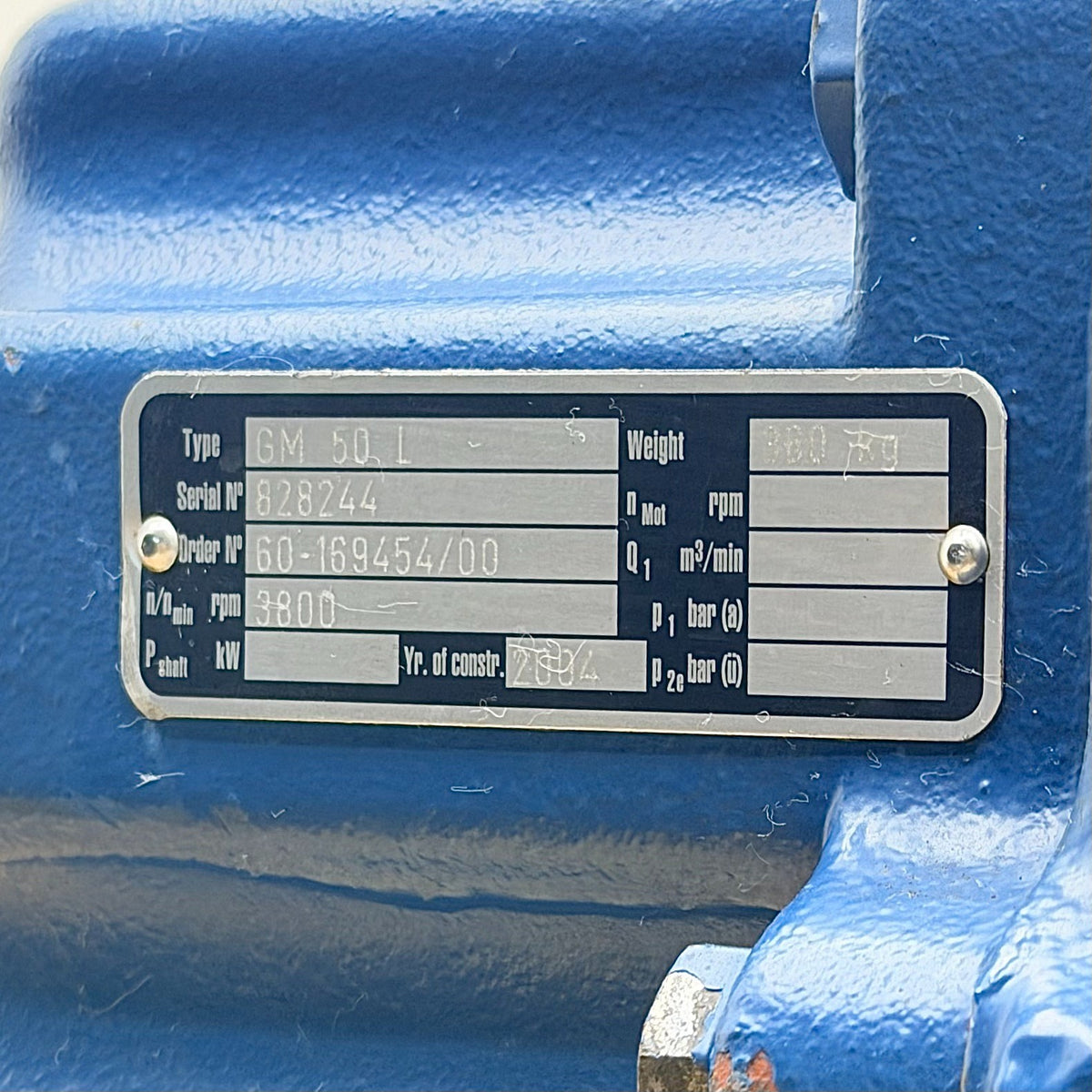 Aerzen 60-169454/00 nameplate