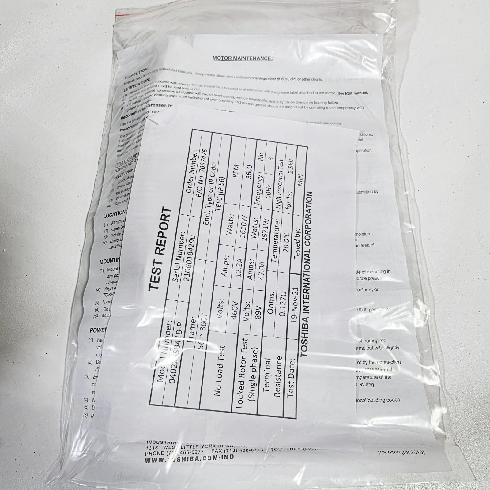 Toshiba 0402XSSB41B-P Electric Motor 40HP, 3540RPM, 460V, TEFC, 3PH