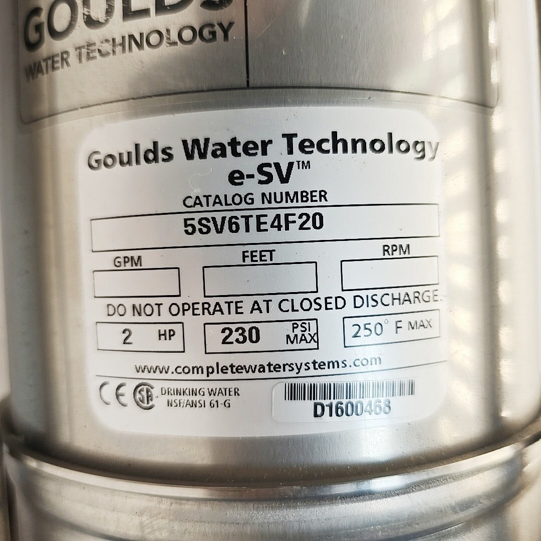 Goulds e-SV 5SV6TE4F20 motor and coupling detail