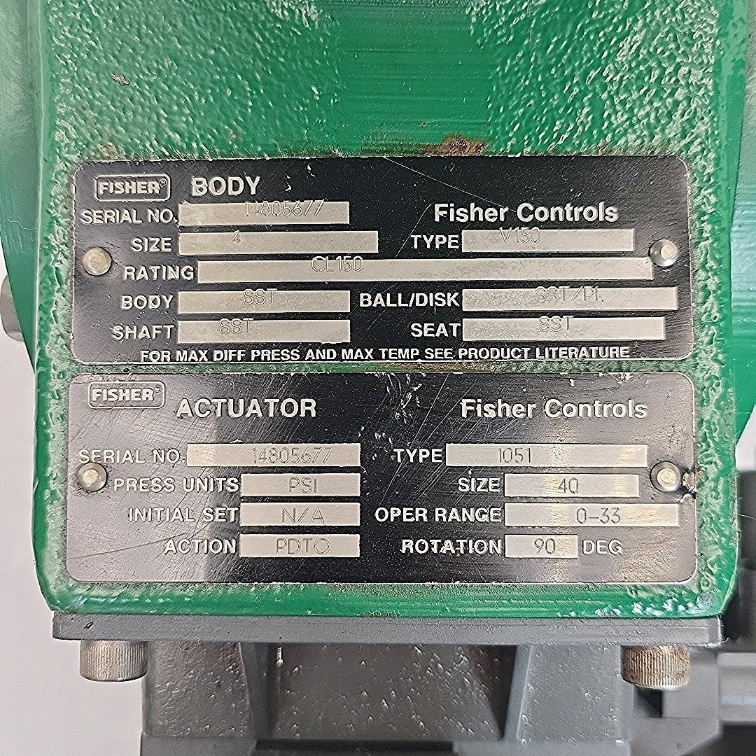 Fisher V150 assembly side view showing actuator linkage