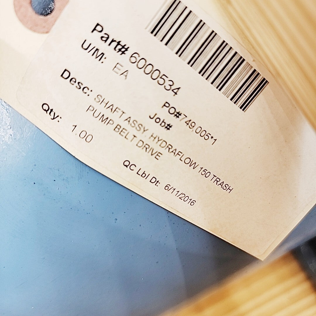 Kadant Black Clawson HydraFlow 150 factory label detail