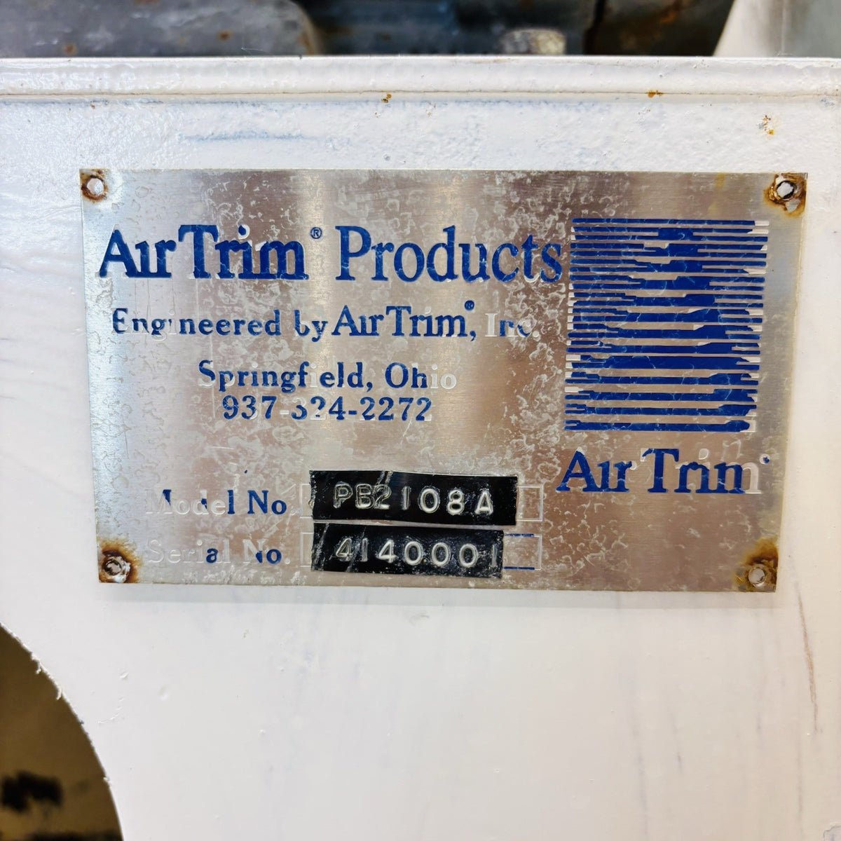 New York Blower PB2108A 2108 nameplate