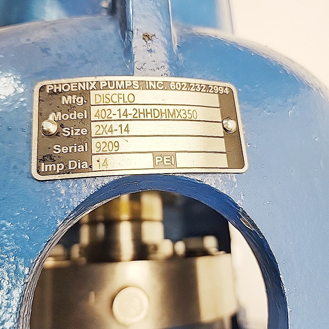 Discflo 402-14-2HHDHMX350 2X4-14 nameplate