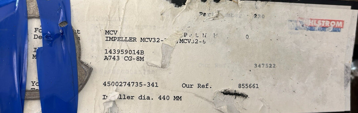 Ahlstrom MCV32-6 nameplate