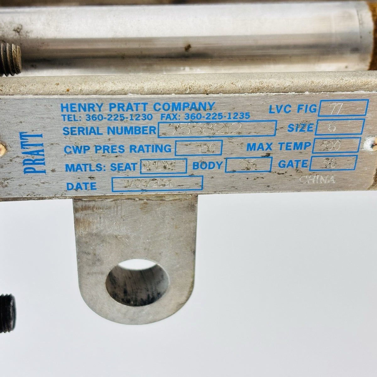 Pratt LVC Fig. 77 6 in nameplate