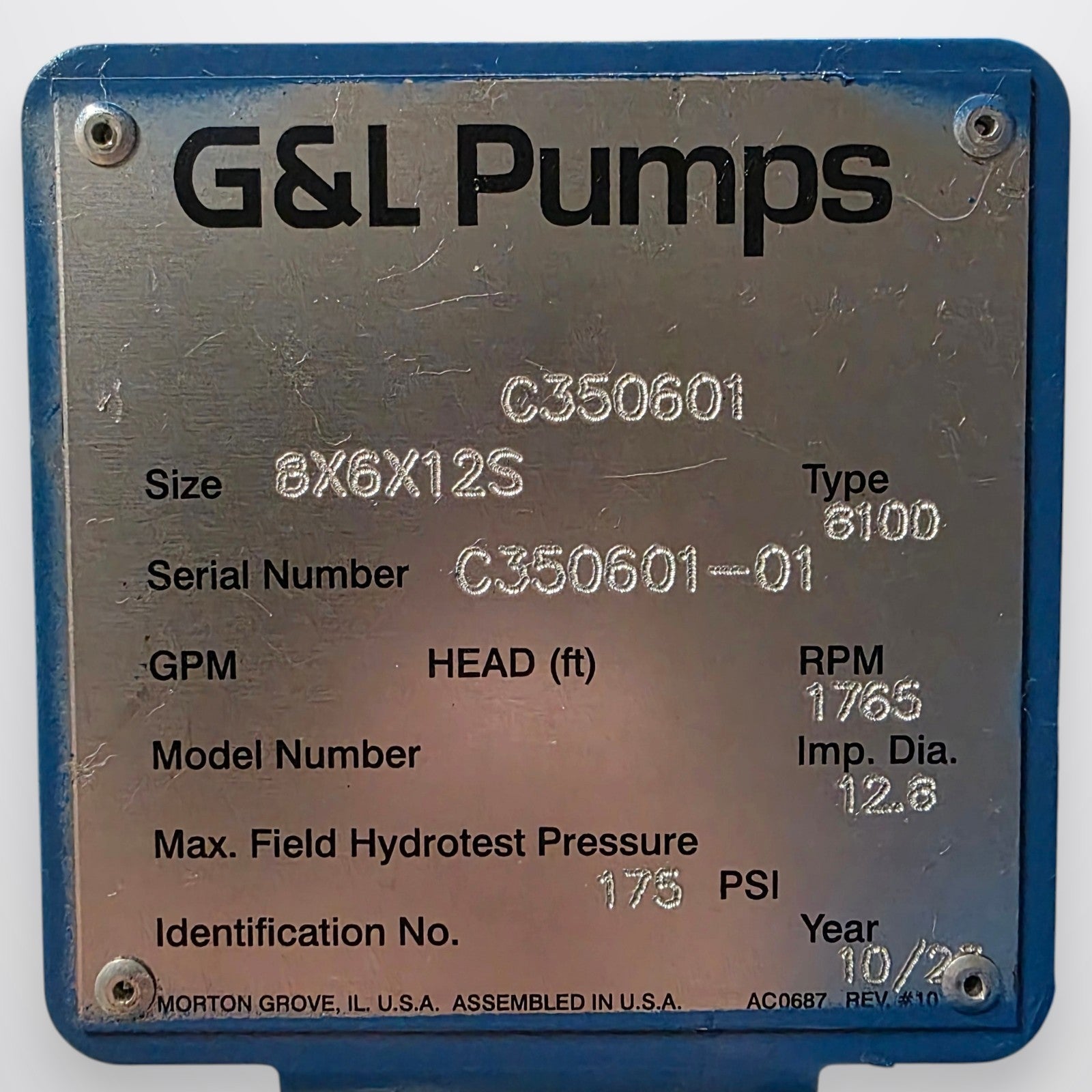 G&L Pumps 8100 8x6x12S discharge flange detail