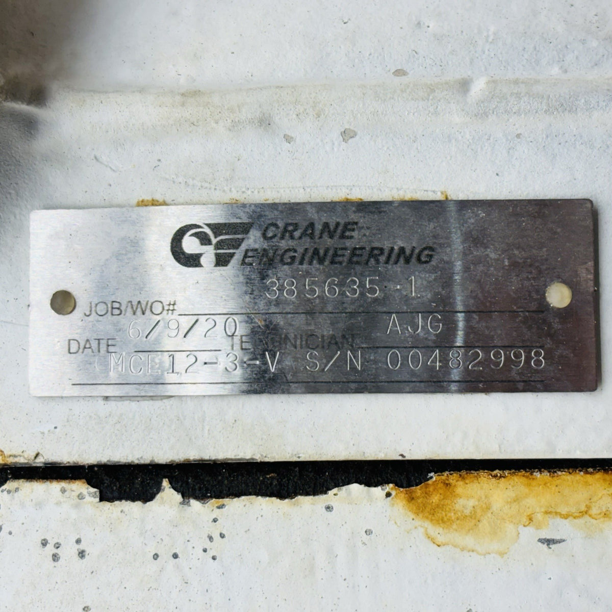 Sulzer MCE 12-3 nameplate