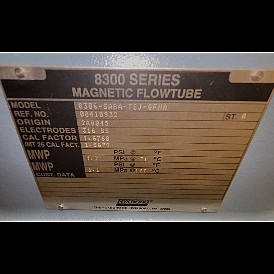 Foxboro 8306-SABA-TSJ-GFNA 6 in nameplate