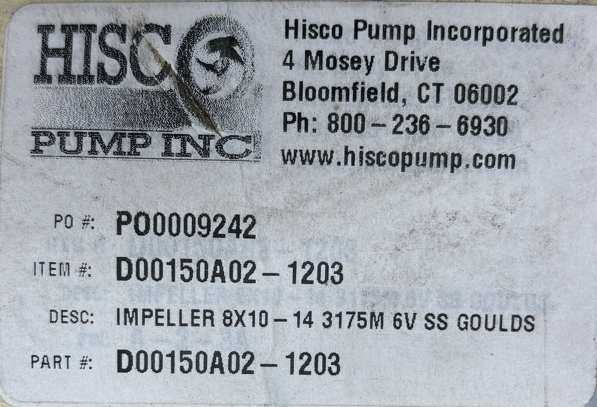 Goulds 3175M 8x10-14 8x10-14 nameplate