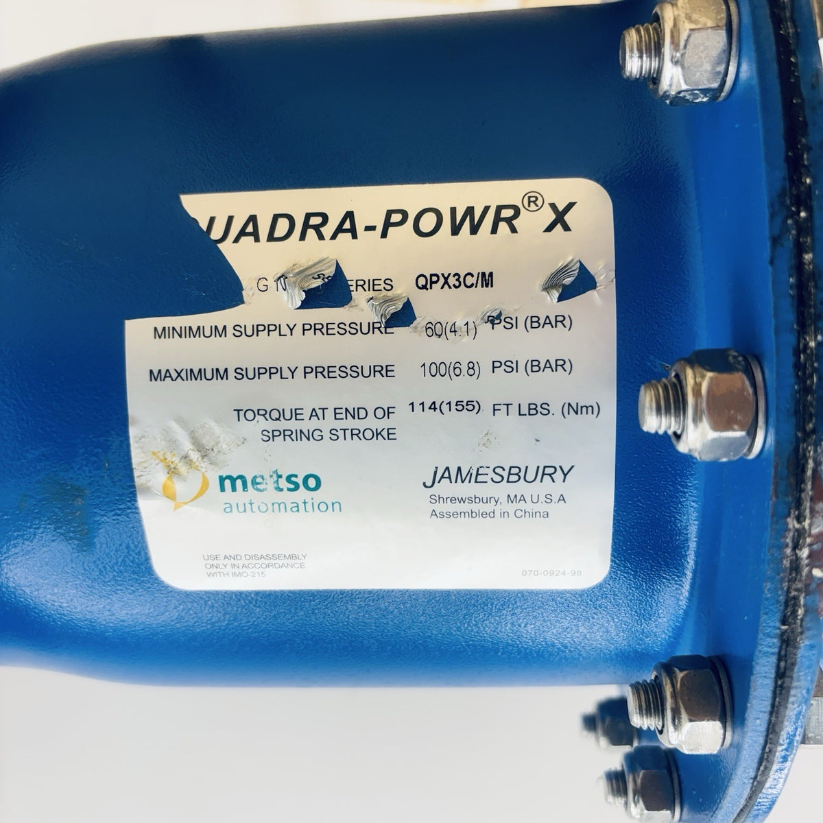 Jamesbury 815W113600TT 6 in data tag