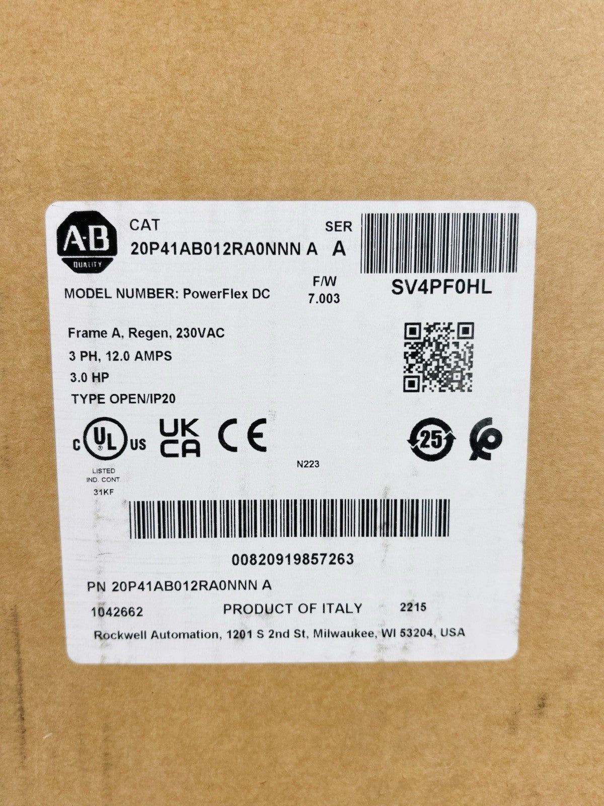 Allen-Bradley 20P41AB012RA0NNN data tag