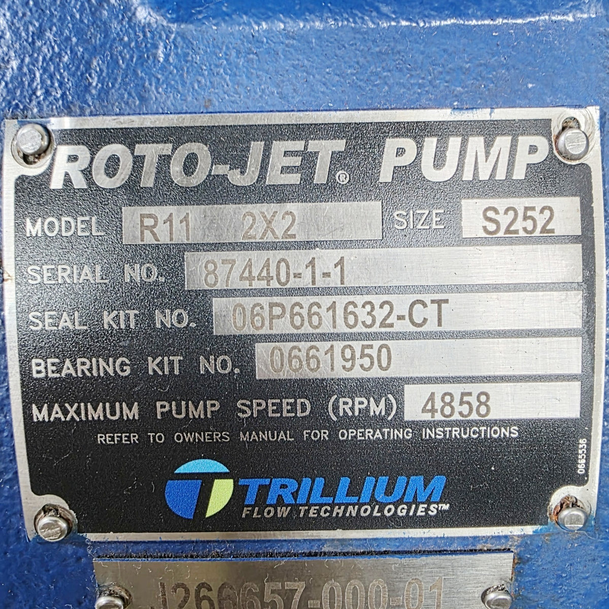 Roto-Jet R11 2x2 nameplate detail