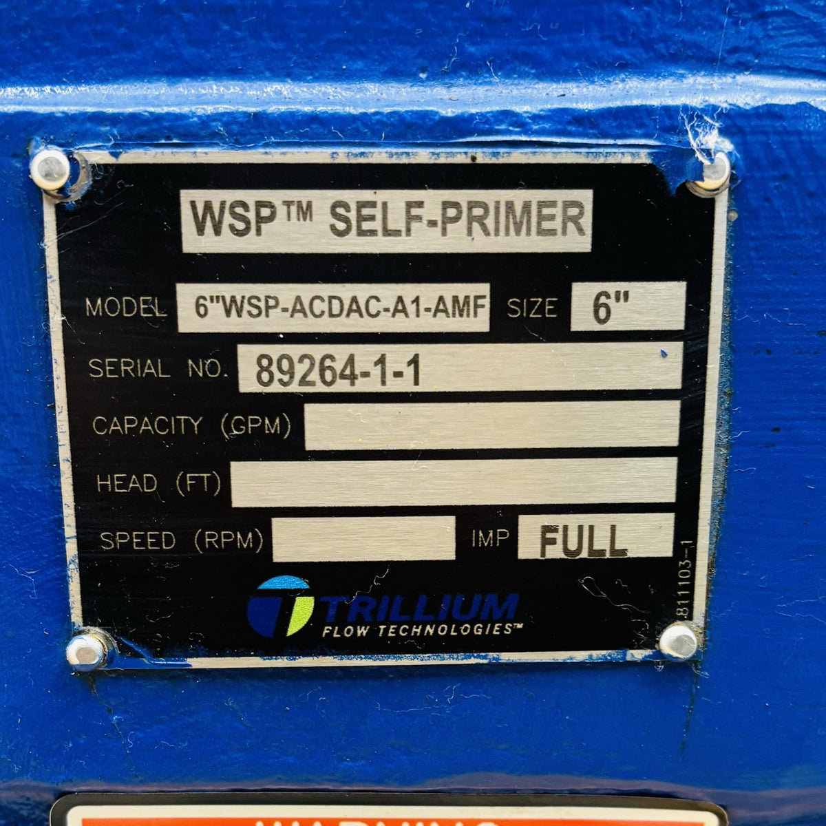WSP 6"WSP-ACDAC-A1-AMF 6 in nameplate