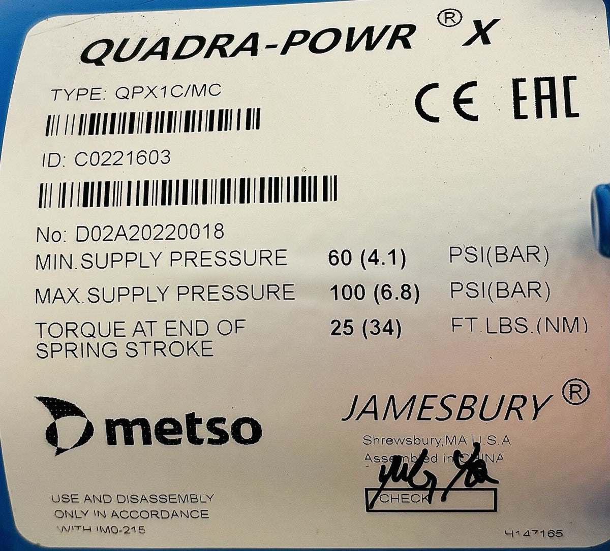 Jamesbury 1-1/2"-150# 1-1/2 in nameplate