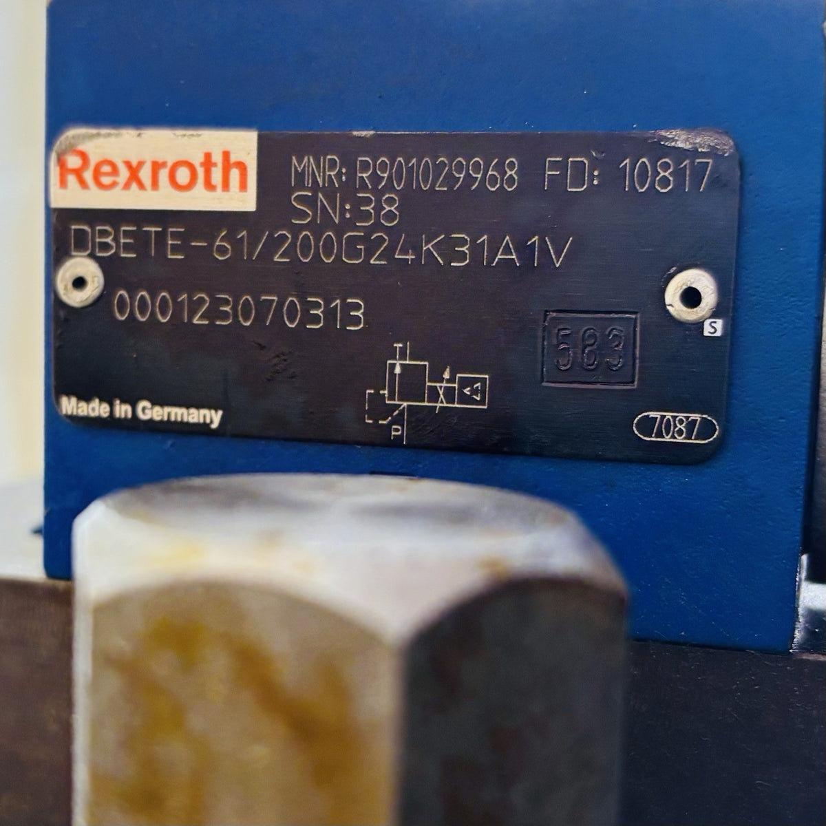 Rexroth R902502990 Vg 100 cm3 data tag