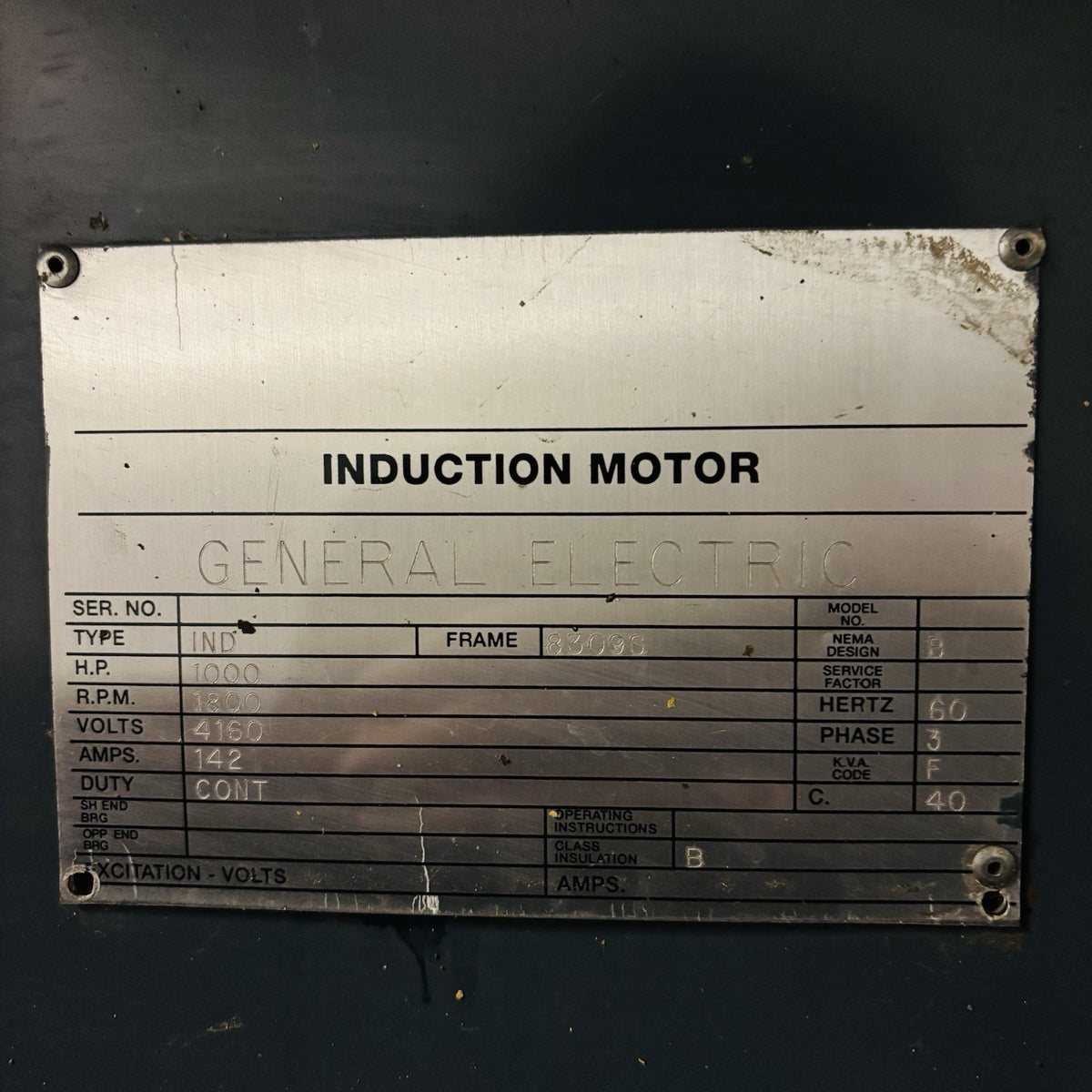 GE 8309S nameplate