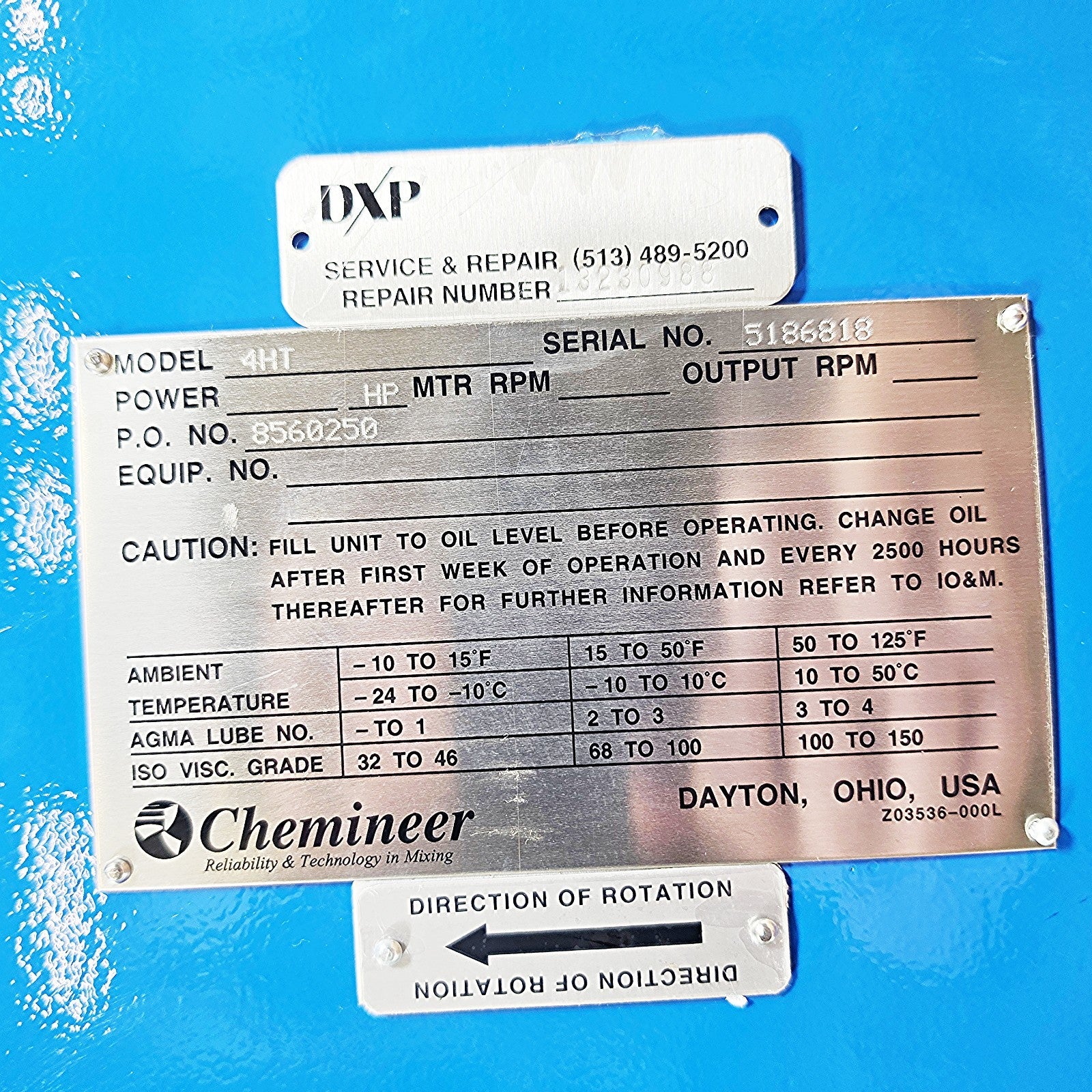Chemineer 4HT input shaft view