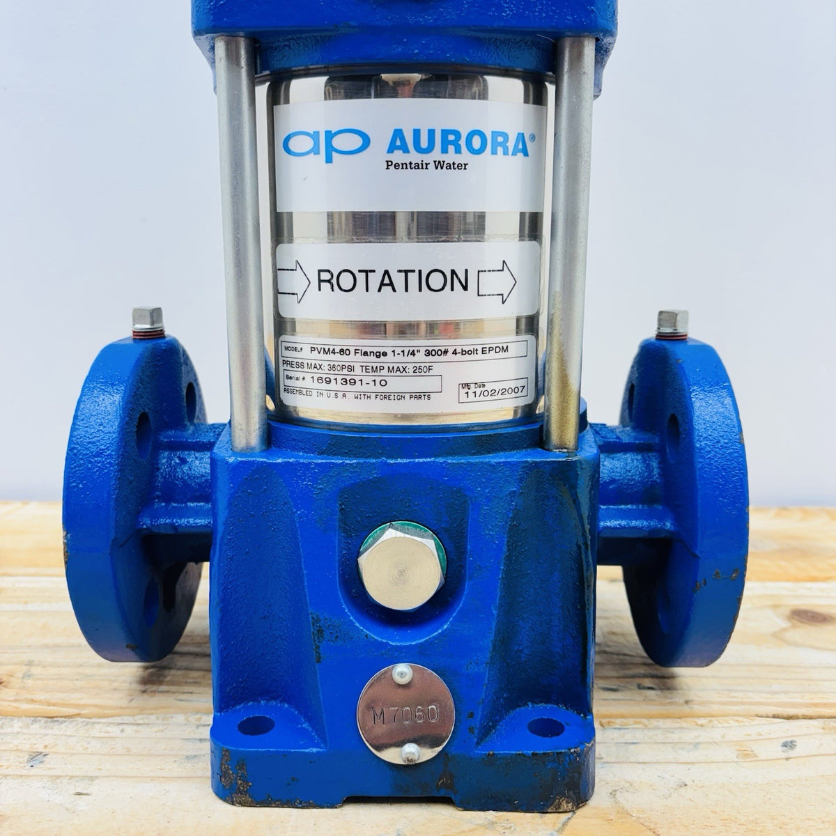 Aurora PVM4-60 Multistage Pump equipment nameplate