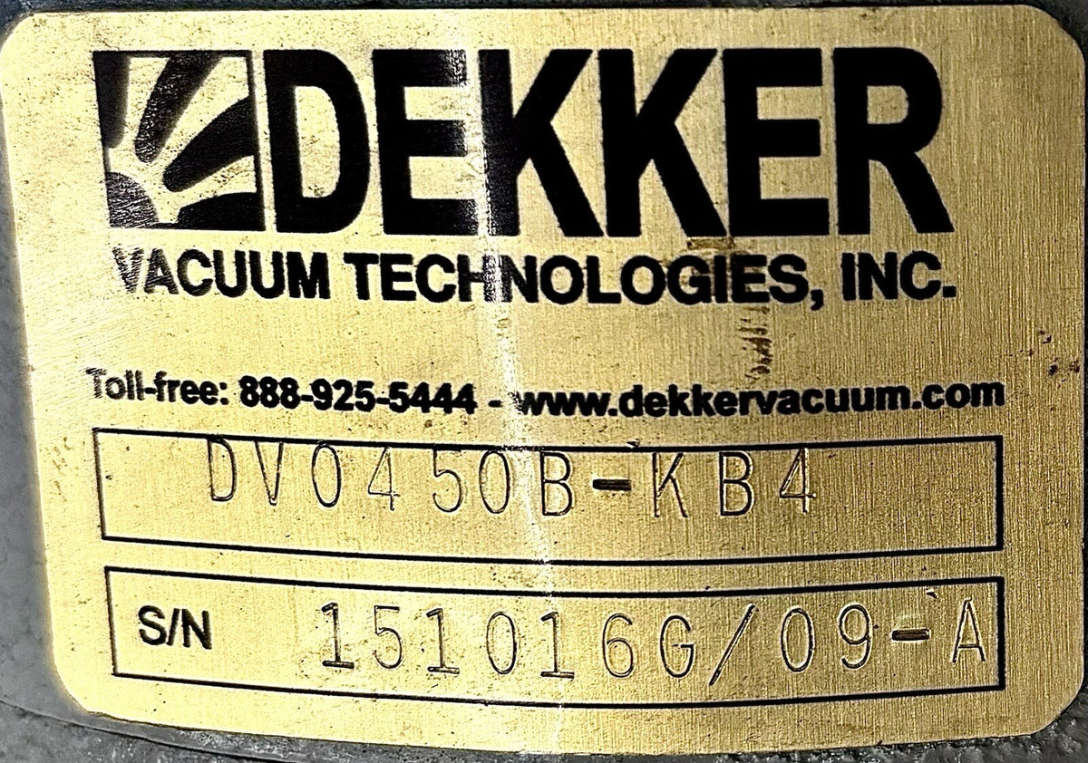 Dekker DV0450B-KB4 nameplate