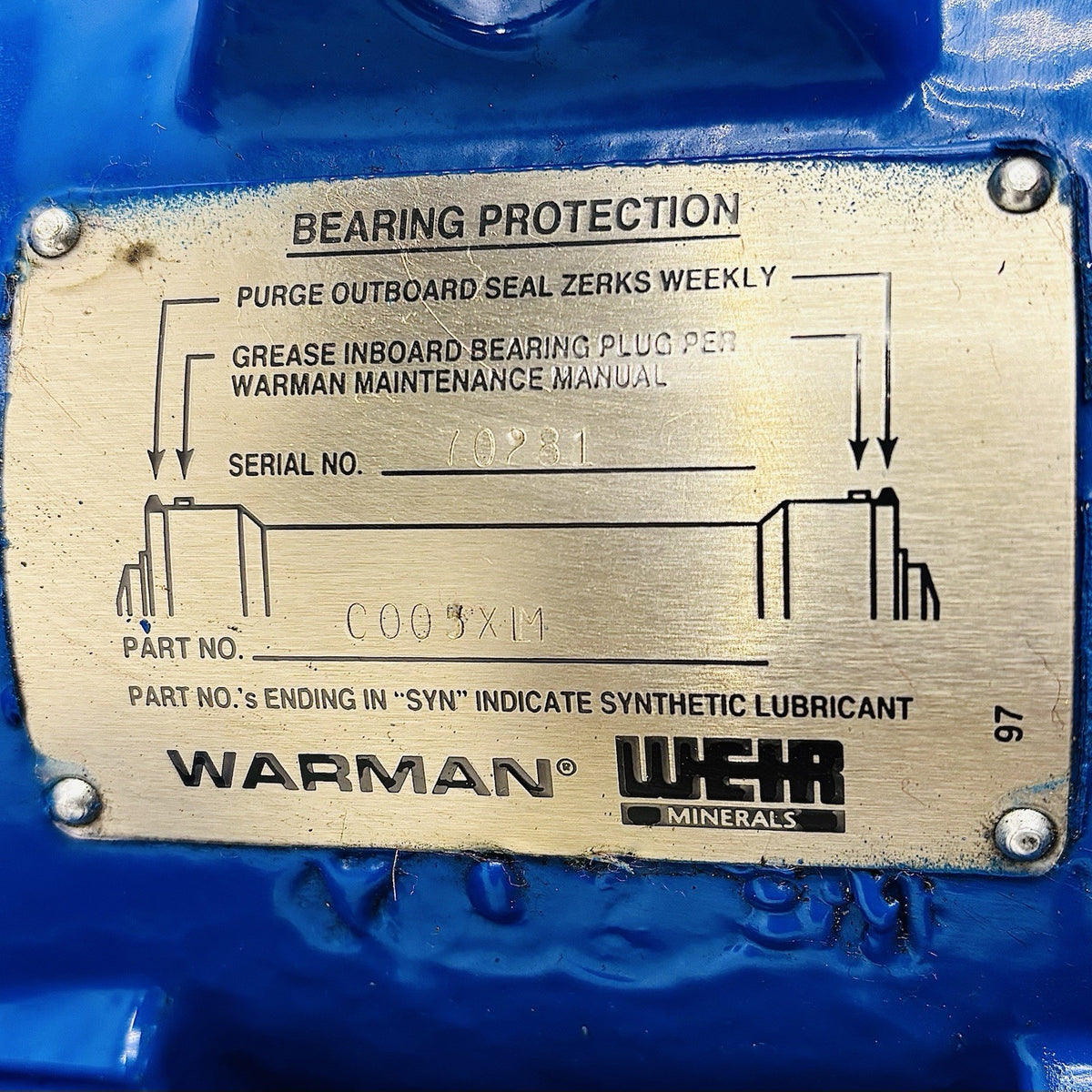 Warman XU33CGM00000000001 3x3 data tag