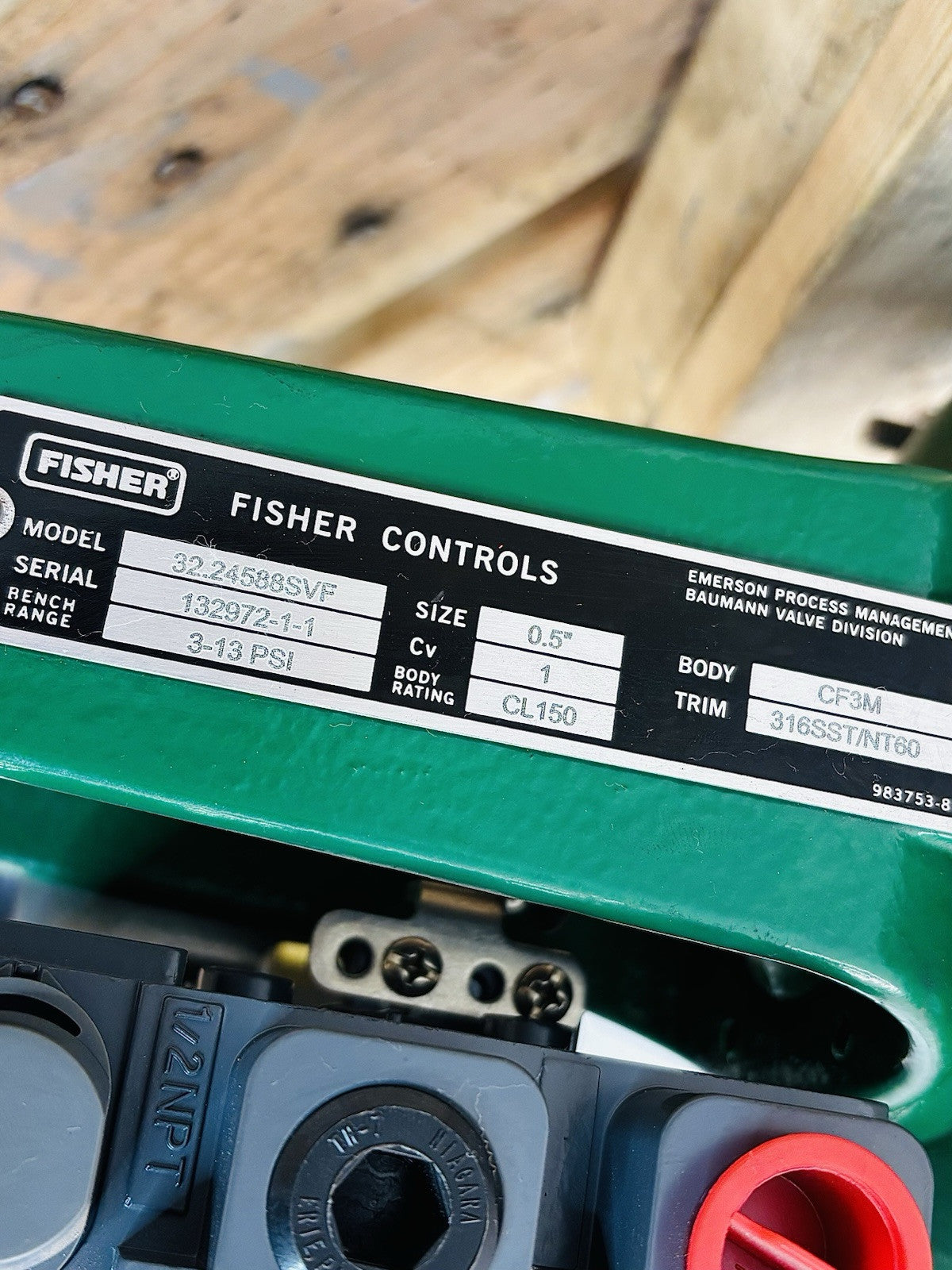 Fisher Baumann 32.24588SVF 1/2 in nameplate