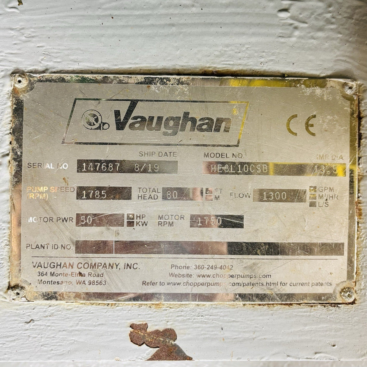 Vaughan HE8L10CSB 8x10 nameplate