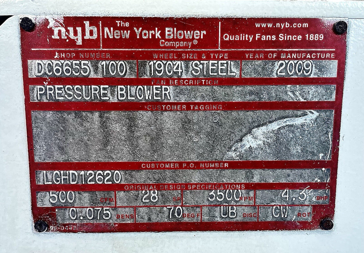 New York Blower 1904 nameplate