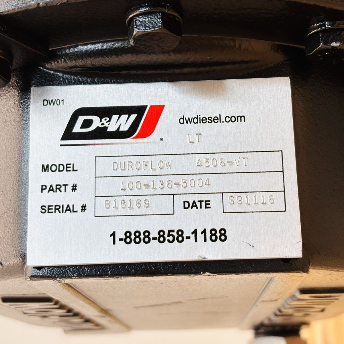 DuroFlow 4506-VT nameplate