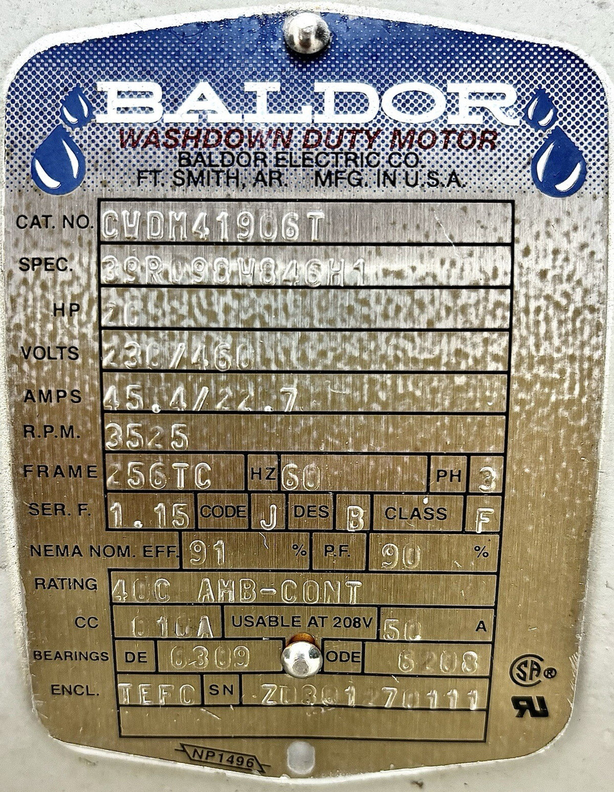 Fristam FPX1742-180 Centrifugal Pump equipment nameplate