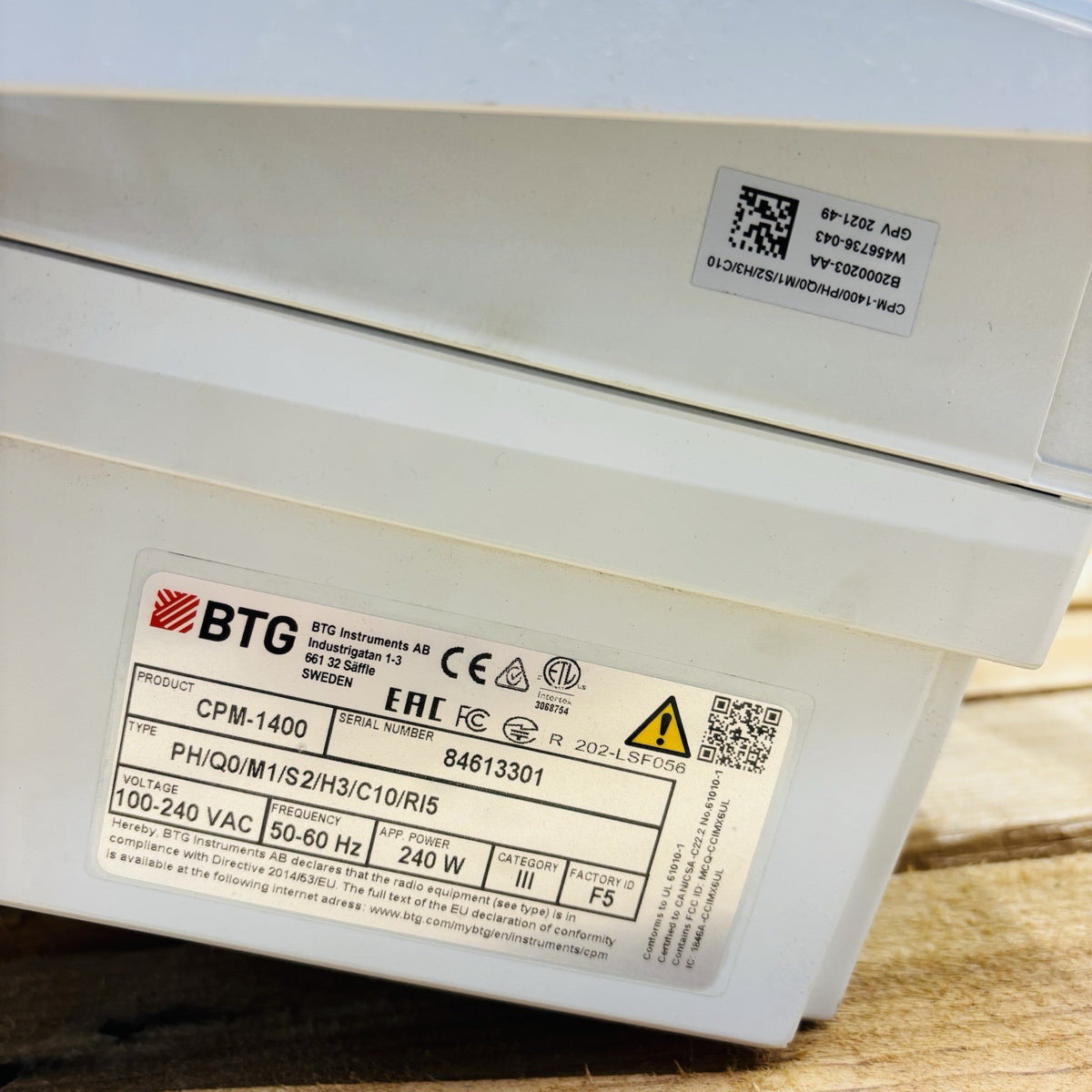BTG MEK-3050 BSW Consistency Transmitter equipment nameplate