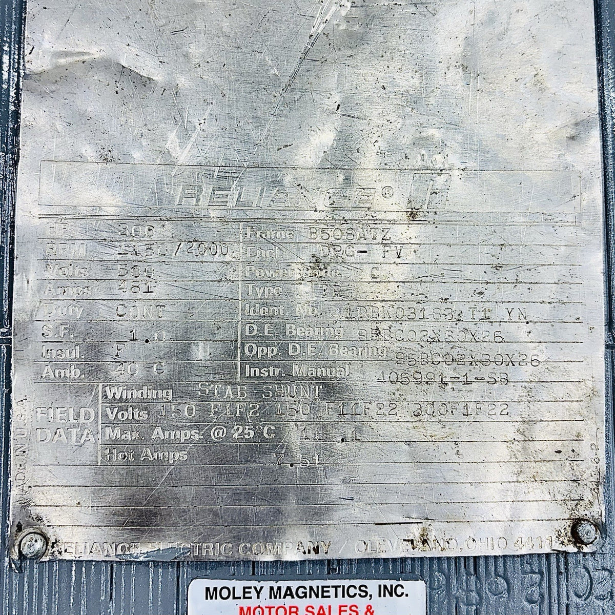 Baldor Reliance B508ATZ nameplate