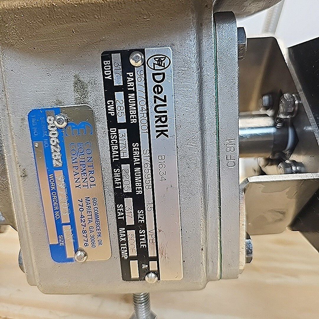 Dezurik 9677704R001 1-1/2" data plate