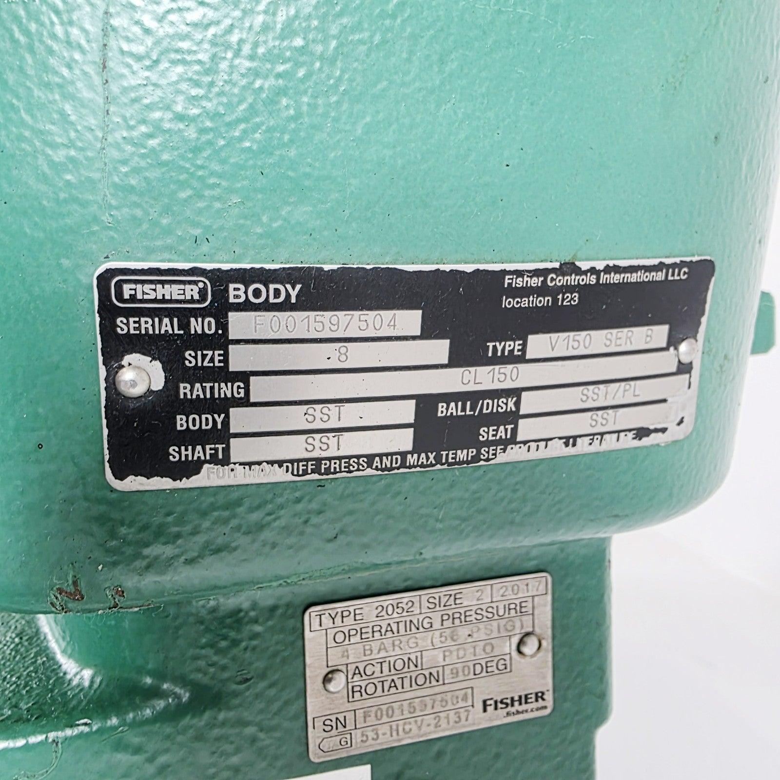 Fisher DVC6200 positioner nameplate